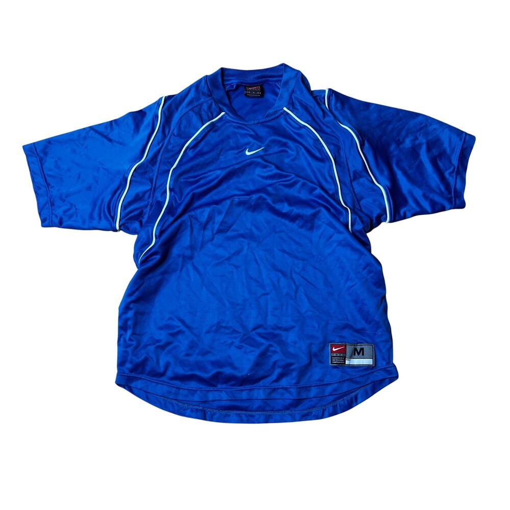 Vintage Y2K Nike Blue Soccer Jersey White Accents Medium